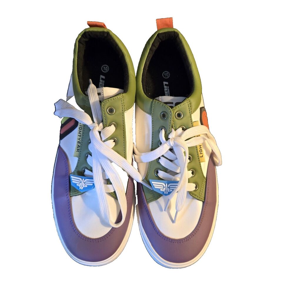 Disney Pixar Buzz Lightyear Shoes Mens Size 10 Toy Story Green Purple Sneakers - Picture 2 of 7